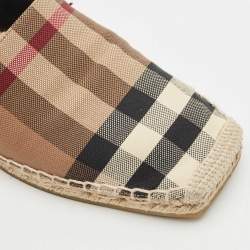 Burberry Brown/Beige House Check Canvas Espadrille Flats Size 37