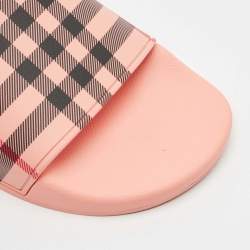 Burberry Black/Pink Check Rubber Pool Slides Size 40