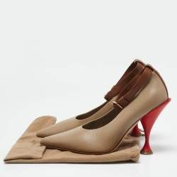 Burberry Brown Textured Leather Ankle Strap Pumps Size 40