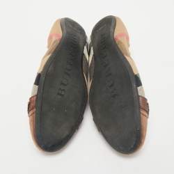 Burberry Brown House Check Canvas And Leather Shipley Ballet Flats Size 39