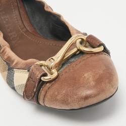 Burberry Brown House Check Canvas And Leather Shipley Ballet Flats Size 39