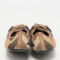 Burberry Brown House Check Canvas And Leather Shipley Ballet Flats Size 39