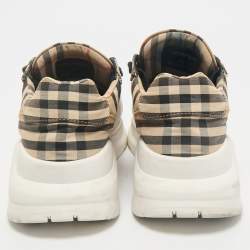 Burberry White/Beige Check Canvas and Rubber Regis Chunky Sneakers Size 41