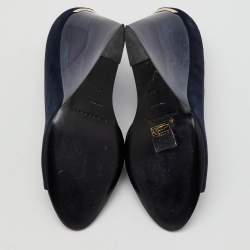 Burberry Blue Suede Reyard Wedge Pumps Size 36.5