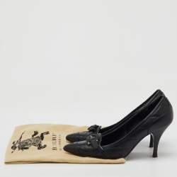 Burberry Black Quilted Leather Buckle Detail Pointed Toe Pumps Size 36