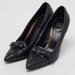 Burberry Black Quilted Leather Buckle Detail Pointed Toe Pumps Size 36
