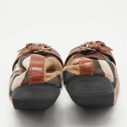 Burberry Brown House Check Canvas And Leather Shipley Ballet Flats Size 40