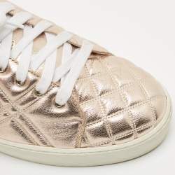 Burberry Metallic Pink Quilted Leather Westford Low Top Sneakers Size 40