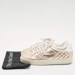 Burberry Metallic Pink Quilted Leather Westford Low Top Sneakers Size 40