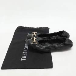 Burberry Black Leather Scrunch Ballet Flats Size 36