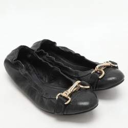 Burberry Black Leather Scrunch Ballet Flats Size 36