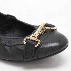 Burberry Black Leather Scrunch Ballet Flats Size 36