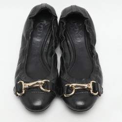 Burberry Black Leather Scrunch Ballet Flats Size 36