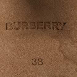 Burberry Beige/Black Canvas and Leather Castlebar Ankle Strap Sandals Size 38
