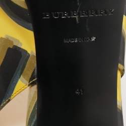 Burberry Yellow/Black Printed Leather Morson Slingback Pumps Size 41
