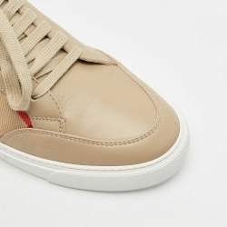 Burberry Brown House Check Canvas and Leather Low-Top Sneakers Size 39