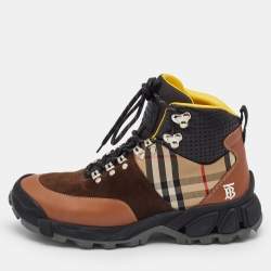Burberry Multicolor Leather and Suede Tor Hiking Boots Size 39