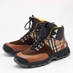Burberry Multicolor Leather and Suede Tor Hiking Boots Size 39