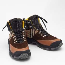 Burberry Multicolor Leather and Suede Tor Hiking Boots Size 39