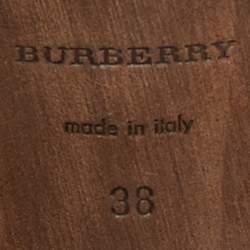 Burberry  Grey Leather and Canvas Ankle Strap Sandals Size 38