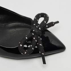 Burberry Black Patent Leather Bow Detail Pointed Toe Slingback Pumps Size 41