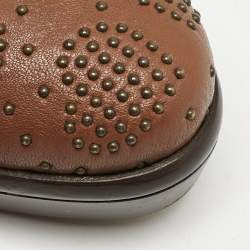 Burberry Brown Leather Studded Platform Pumps Size 38