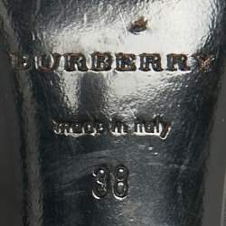 Burberry Black Leather Buckle Pointed Toe Knee Length Boots Size 38
