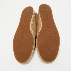 Burberry Brown/Beige House Check Canvas Espadrille Flats Size 37