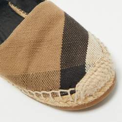 Burberry Brown/Beige House Check Canvas Espadrille Flats Size 37