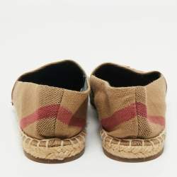 Burberry Brown/Beige House Check Canvas Espadrille Flats Size 37