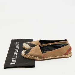 Burberry Brown/Beige House Check Canvas Espadrille Flats Size 37