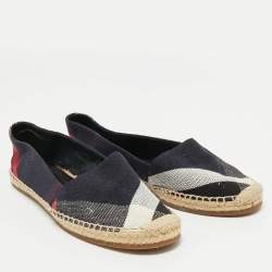 Burberry Multicolor House Check Canvas Espadrille Flats Size 37.5