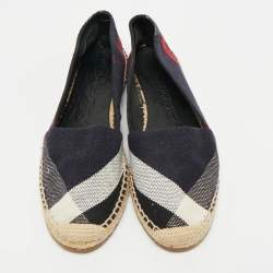 Burberry Multicolor House Check Canvas Espadrille Flats Size 37.5