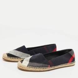 Burberry Multicolor House Check Canvas Espadrille Flats Size 37.5
