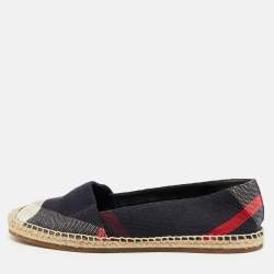 Burberry Multicolor House Check Canvas Espadrille Flats Size 37.5