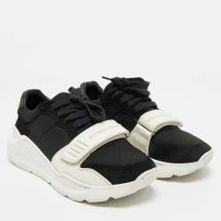 Burberry Black Suede and Rubber Ramsey Low Top Sneakers Size 37.5