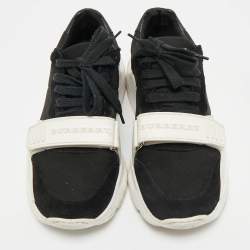 Burberry Black Suede and Rubber Ramsey Low Top Sneakers Size 37.5