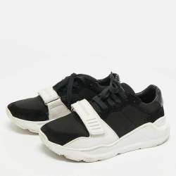 Burberry Black Suede and Rubber Ramsey Low Top Sneakers Size 37.5