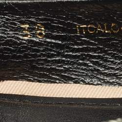 Pre Owned Burberry Black Patent Leather And Nova Check Canvas Scrunch Ballet Flats Size 38