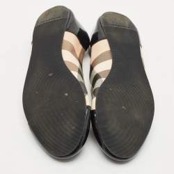 Pre Owned Burberry Black Patent Leather And Nova Check Canvas Scrunch Ballet Flats Size 38