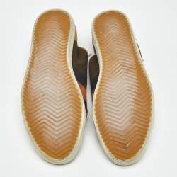 Pre Owned Burberry Orange Check Canvas and Leather Harrowby Sneakers Size 38