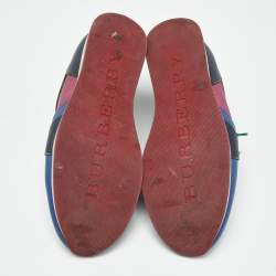 Pre Owned Burberry Multicolor Leather And Mesh Lace Up Sneakers Size 39