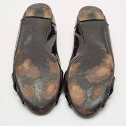 Pre Owned Burberry Black/Beige Nova Check PVC and Patent Leather Buckle Ballet Flats Size 41
