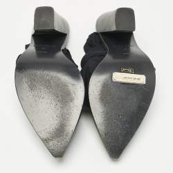 Pre Owned Burberry Black Jersey and Leather Tillington Mules Size 37
