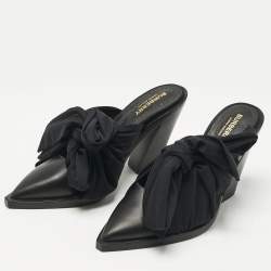 Pre Owned Burberry Black Jersey and Leather Tillington Mules Size 37