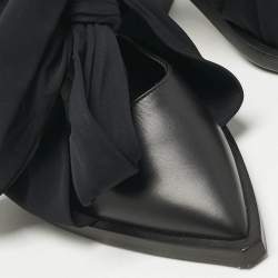 Pre Owned Burberry Black Jersey and Leather Tillington Mules Size 37