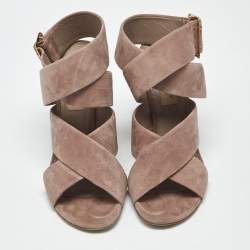 Pre Owned Burberry Pink Suede Trench Buckle Blaine Sandals Size 39