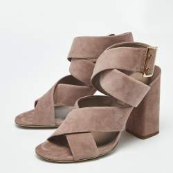 Pre Owned Burberry Pink Suede Trench Buckle Blaine Sandals Size 39