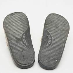 Pre Owned Burberry Beige/Black House Check Rubber Furley Flat Slides Size 38