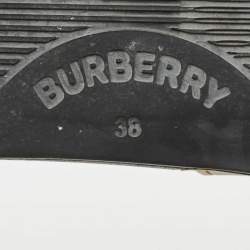 Pre Owned Burberry Beige/Black House Check Rubber Furley Flat Slides Size 38